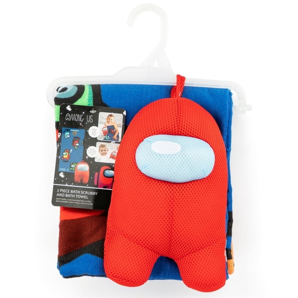 Among Us Kids Bath Scrubby and Bath Towel Set, 100% Polyester